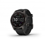 Garmin fenix 7S Solar Sapphire szrke DLC fekete szilikon szjjal